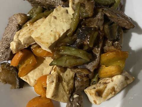 肉、野菜、豆腐炒めあんかけ